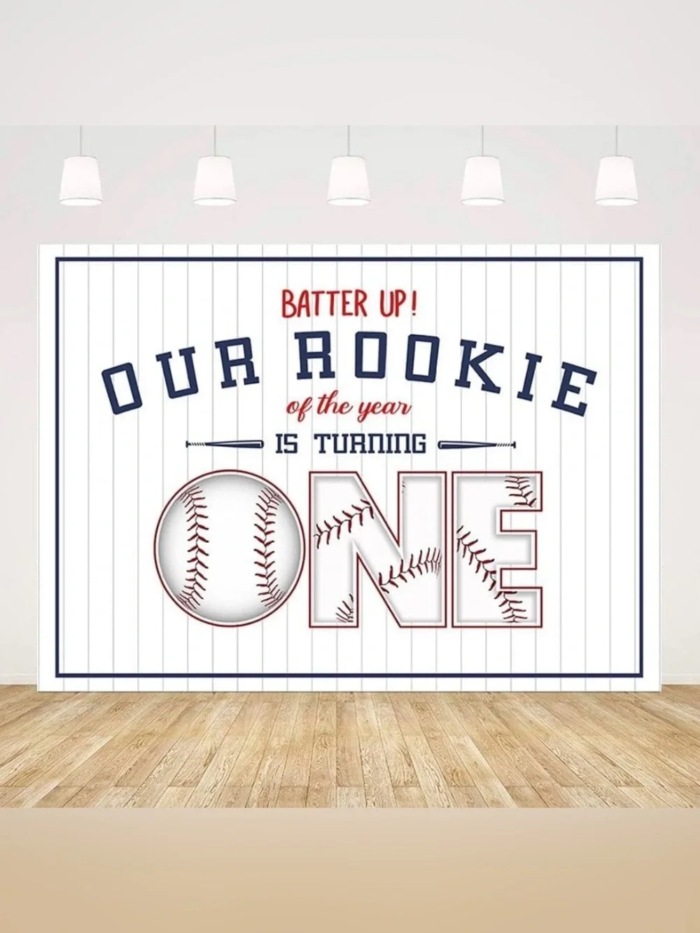 Our Rookie One Blue & Red Baseball Party Backdrop – Party & Event 8x6ft